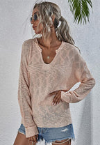 Women's Loose V-Neck Pullover Long Sleeve Sweater