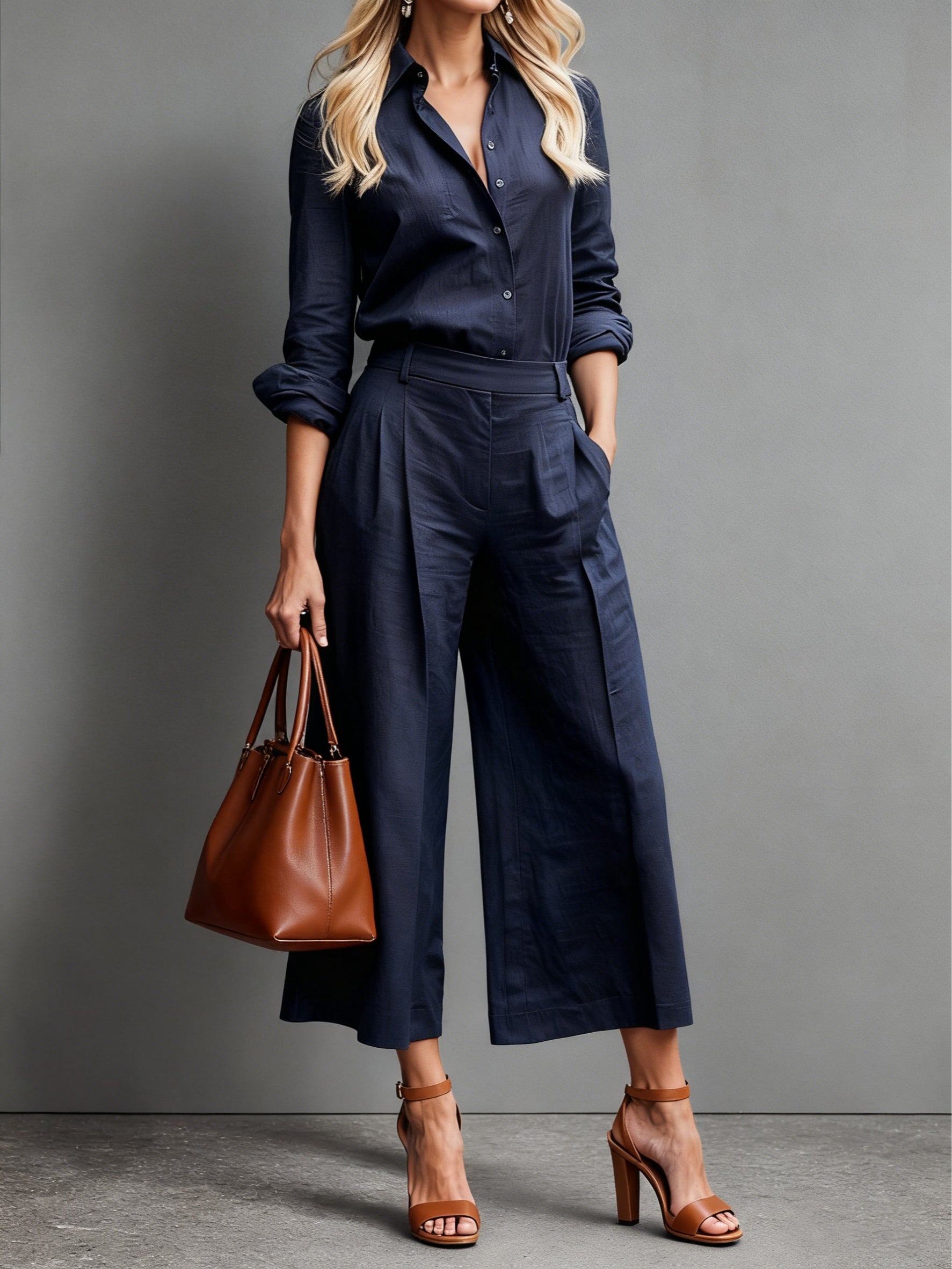 Pink Linen Set: Relaxed Capri Pants & Loose Shirt
