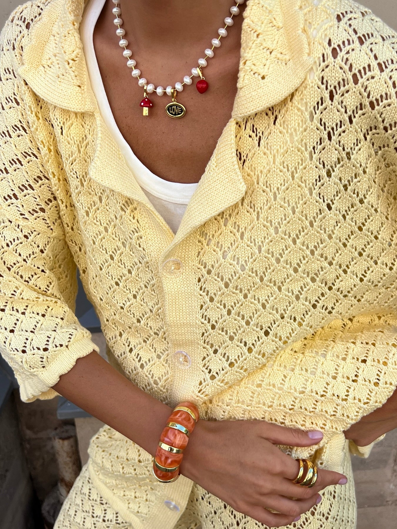 Women's Knitted Crochet Shorts Set - Cozy Cotton Blend Loungewear