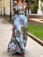 Chic Women's Elegant Floral Print Shirt and Skirt Two-Piece Set - Casual Holiday Outing