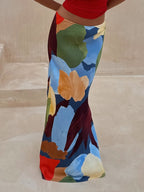 Abstract Geometric Pattern V-Neck Long Sleeve Knit Cardigan Jacket