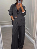 Chic Gray Patchwork Dingle-breasted Blazer and Pants Two-piece Set - Perfect for Daily, Holiday, and Going Out