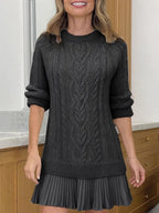 Women's Ivory Cable-Knit Sweater Mini Dress - Cozy & Stylish Fall/Winter Fashion