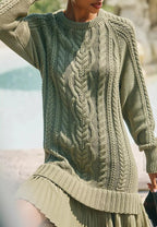 Women's Ivory Cable-Knit Sweater Mini Dress - Cozy & Stylish Fall/Winter Fashion