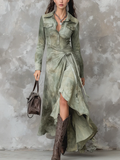 Vintage Sage Green Tie-Dye Pocket Slim Fit Maxi Dress - Flattering, Versatile, Chic