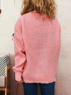 Bear Decoration Round Neck Sweater