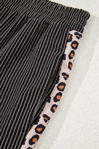 Carbon Grey Leopard Patchwork Edge Twisted Rib T Shirt and Cropped Pants Set