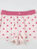 Heart Print Top And Shorts Loungewear Set