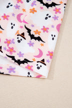 Pink Halloween Eve Haunted Honey Bat Print Pajama Set