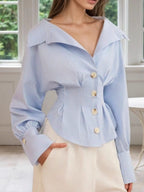 Tina's Striped Button-Up Long Sleeve Shirt