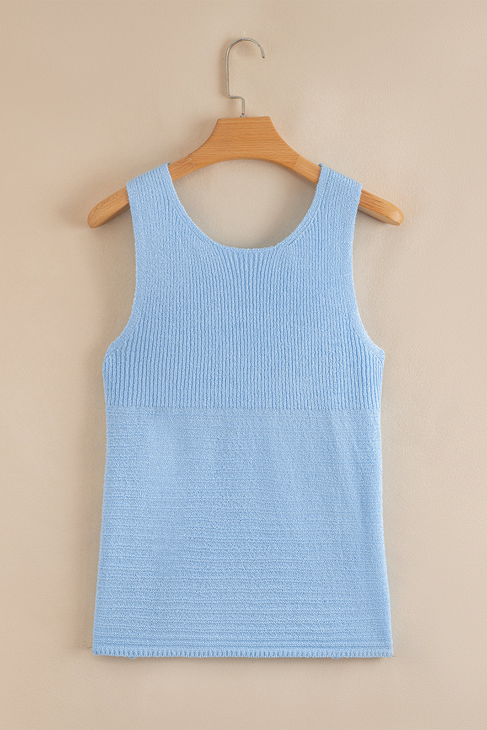 Beau Blue Horizontal Ribbing Patchwork Swing Sweater Tank