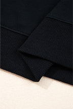 Black Varsity Striped Detail Drop Shoulder Oversized Sweatshirt