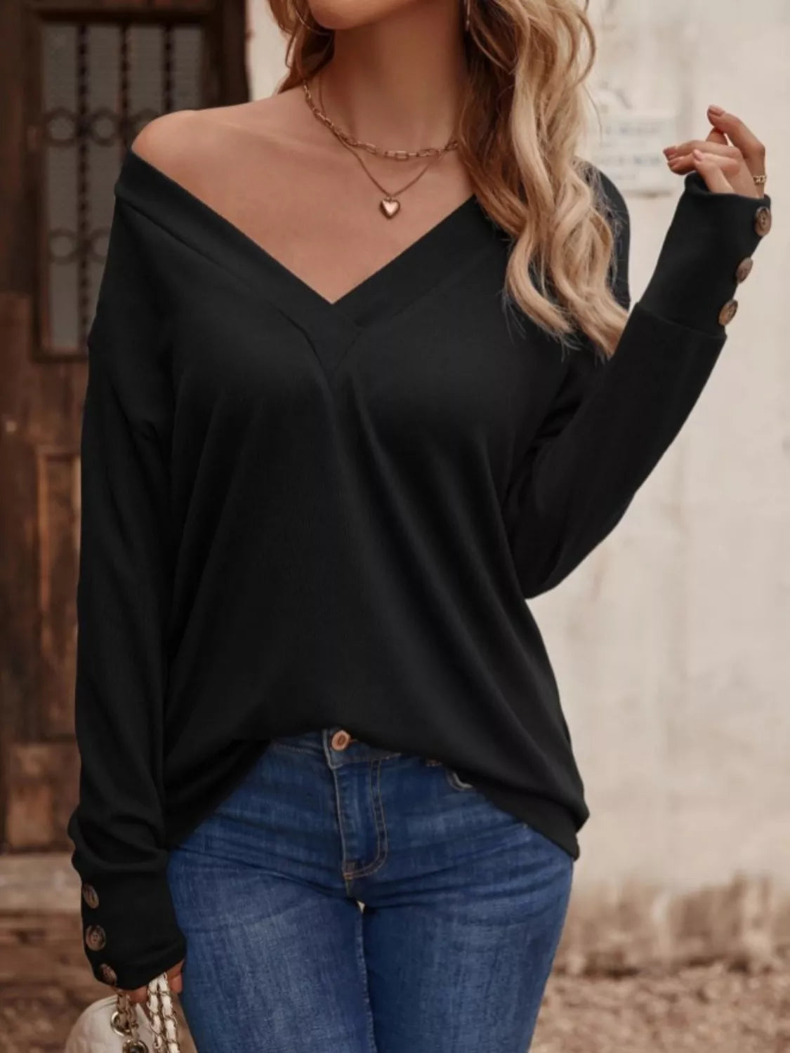 V-Neck Long Sleeve T-Shirt