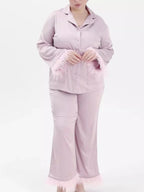Silky Button Up Top and Pants Lounge Set