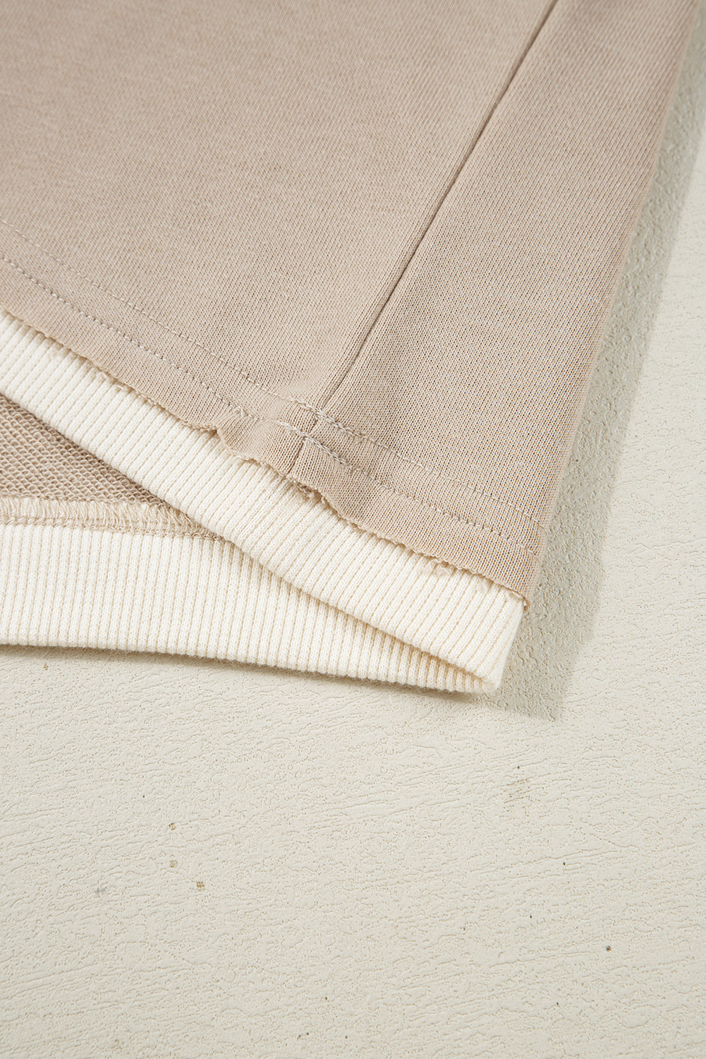 Parchment Raw Edge Detail Colorblock Patchwork Cropped Pullover Drawstring Skirt Set