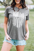 America Flag Print Crewneck T-shirt