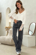 White lace panel sweater