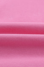 Pink Batwing Sleeve Pocketed Henley Hoodie