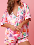 Button Up Half Sleeve Shirt and Shorts Lounge Set