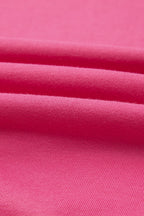 Rose Red 2pcs Color Block Pullover Loose Pant Set