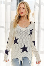 ADORA Distressed Star Sweater Top