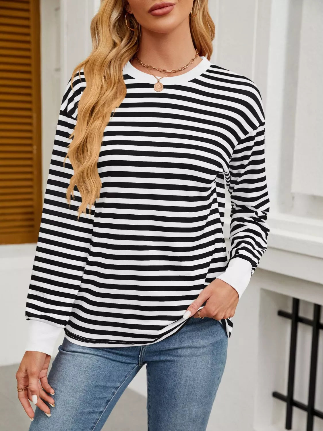 Striped Long Sleeve Casual T-Shirt