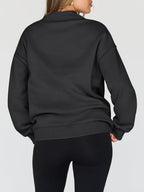 Blue Zone Planet |  Mock Neck Drop Shoulder Long Sleeve Sweatshirt