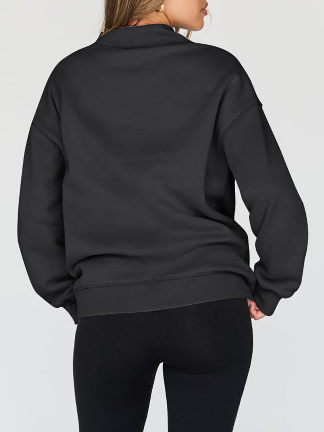 Blue Zone Planet |  Mock Neck Drop Shoulder Long Sleeve Sweatshirt