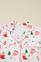 Cozy Pink Christmas Spirit Holiday Print Short Sleeve Pajama Set - 2-Piece Sleepwear