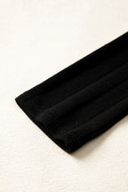 Black Frilled Neck Ribbed Knit Patchwork Long Sleeve Mini Dress