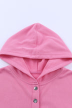 Pink Batwing Sleeve Pocketed Henley Hoodie