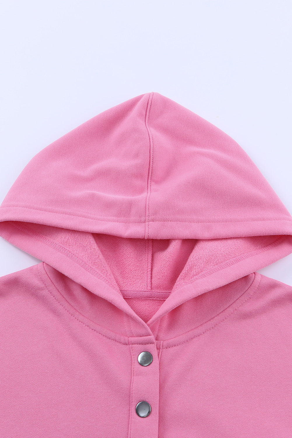 Pink Batwing Sleeve Pocketed Henley Hoodie