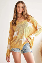 ADORA Distressed Star Sweater Top
