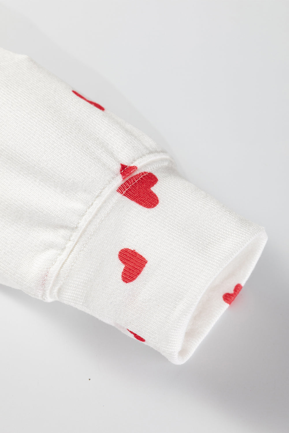 Fiery Red Tiny Hearts Print Long Sleeve Top & Drawstring Lounge Pants Set - Cozy & Breathable