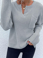 Blue Zone Planet |  Notched Long Sleeve Sweater
