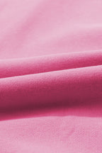 Pink Batwing Sleeve Pocketed Henley Hoodie