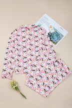 Pink Halloween Eve Haunted Honey Bat Print Pajama Set