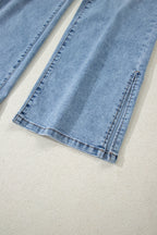 Myosotis Slit Leg High Rise Drawstring Casual Jeans