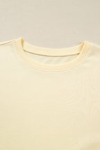 Beige Double Tiered Ruffle Hem Long Sleeve Loose Mini Dress