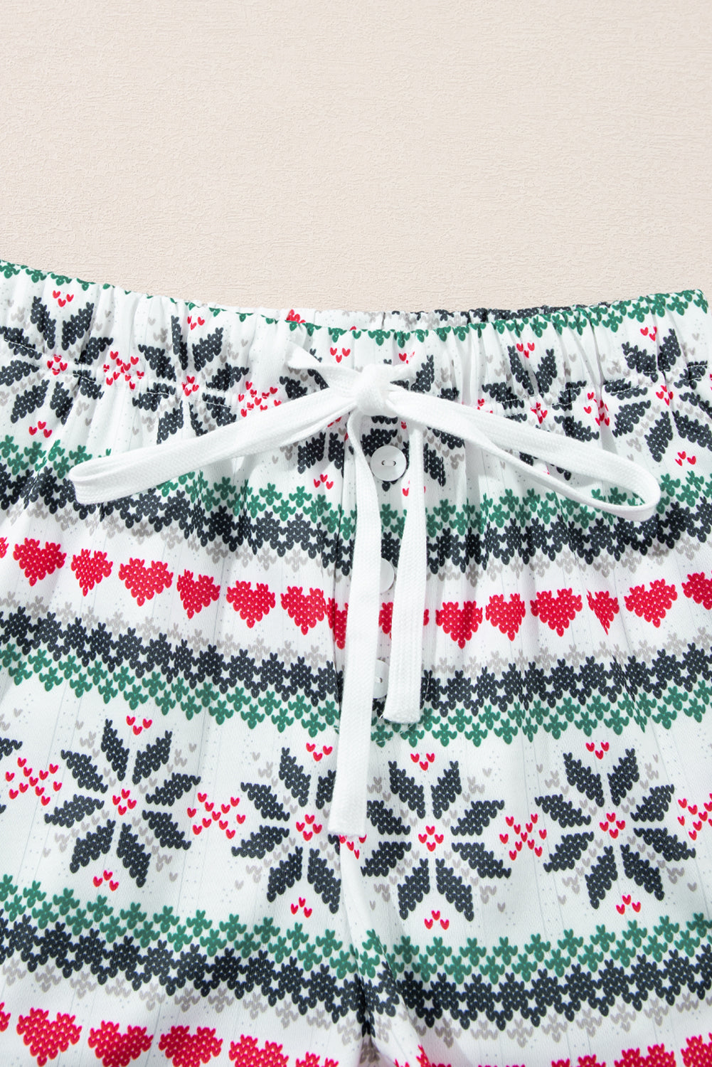 Fiery Red Snowflake Print Long Sleeve Wide Leg Lounge Set for Women - Festive Holiday Sleepwear
