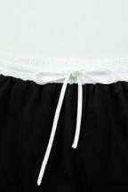 Black Varsity Stripe Detail Drop Shoulder Pullover Mini Skirt Set