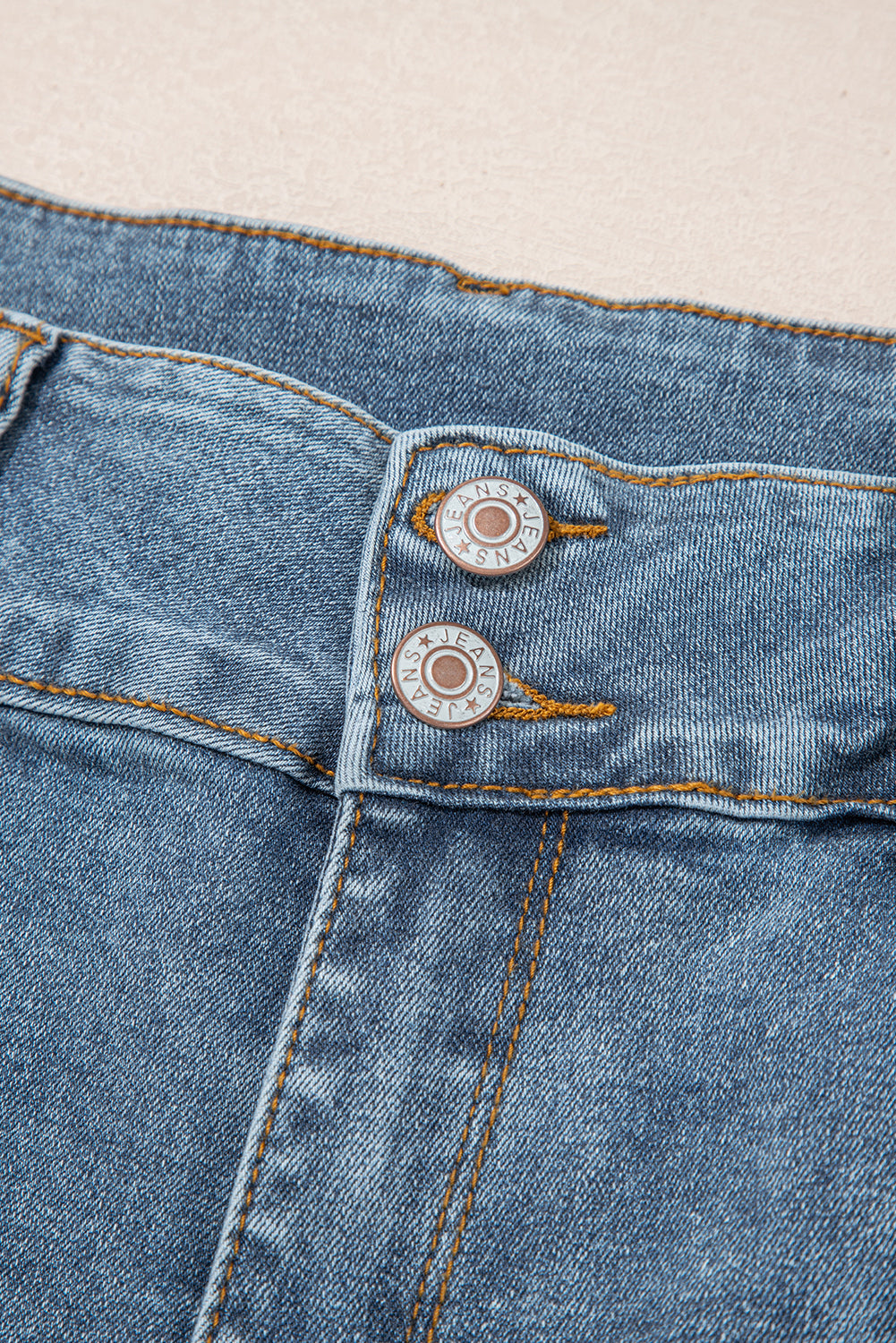 Dusk Blue 2 Button High Waist Piping Trim Bootcut Jeans