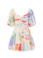 Artistic Graffiti Floral Print Mini Dress - Sophisticated & Modern Fashion