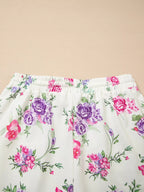 Floral Print Round Neck Top and Drawstring Pants Lounge Set