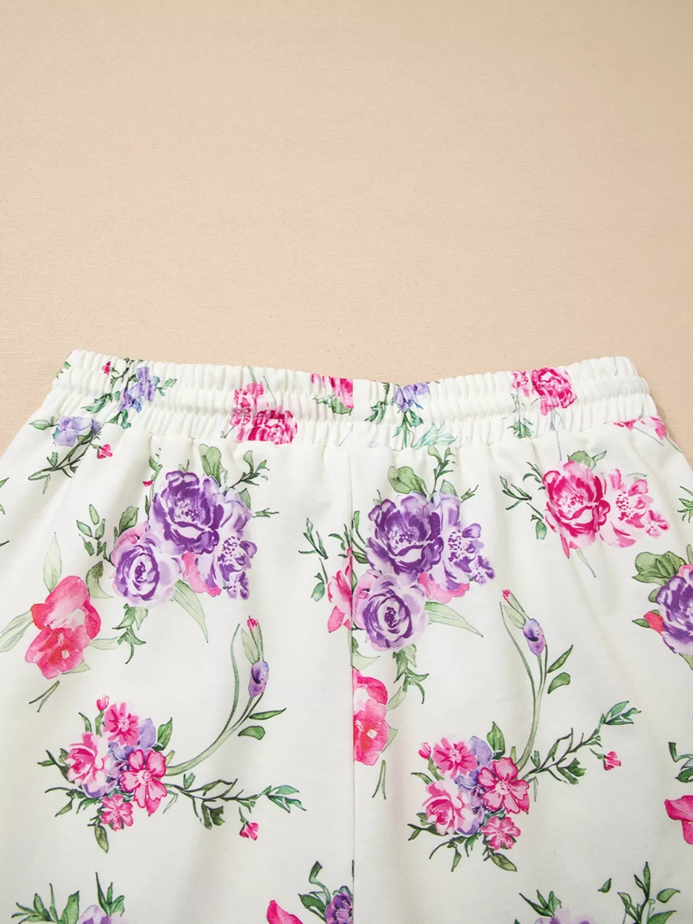 Floral Print Round Neck Top and Drawstring Pants Lounge Set