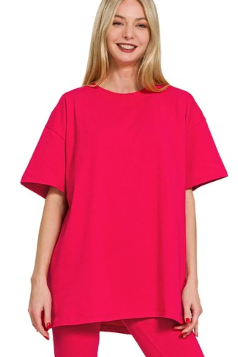 Zenana Cotton Round Neck Top & Legging Set