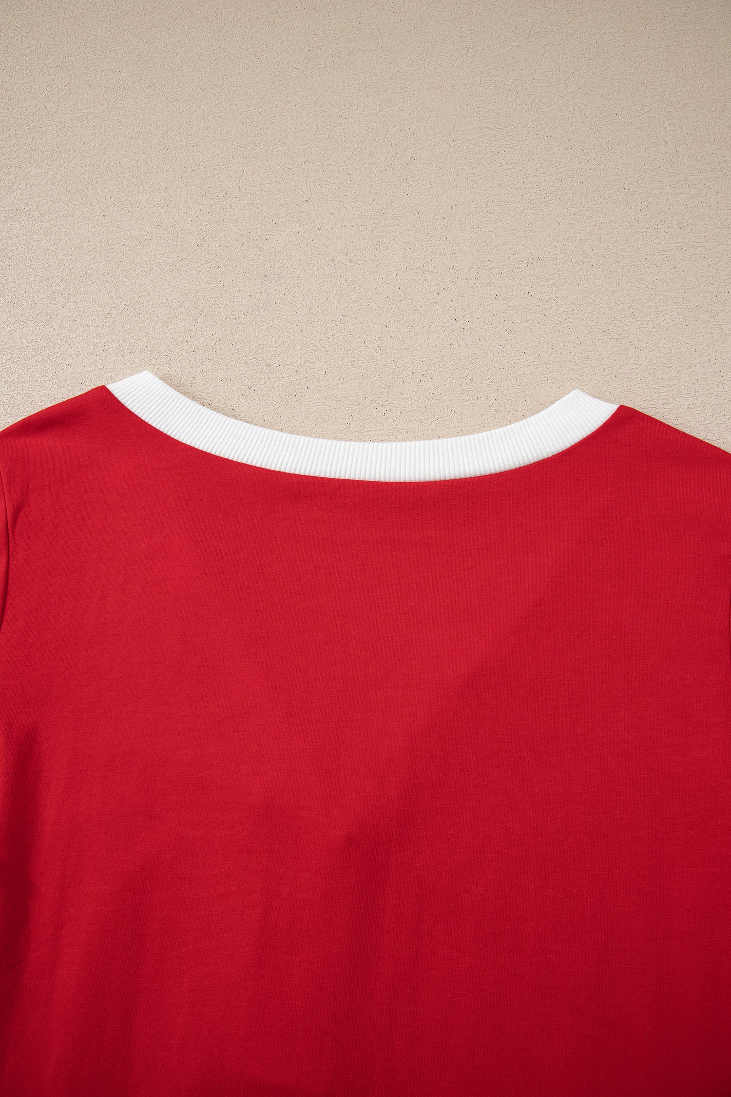 Fiery Red Contrast Trim Button V Neck Ribbon Bow Knot Waist 2pcs Lounge Pant Set