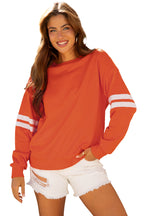 Orange Varsity Striped Detail Drop Shoulder Oversized Sweatshirt