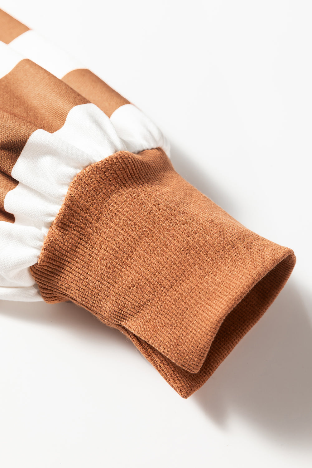 Khaki Stripe Color Block Patchwork Leopard Casual Sweatshirt with Slits