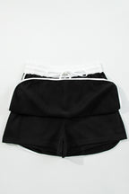 Black Varsity Stripe Detail Drop Shoulder Pullover Mini Skirt Set